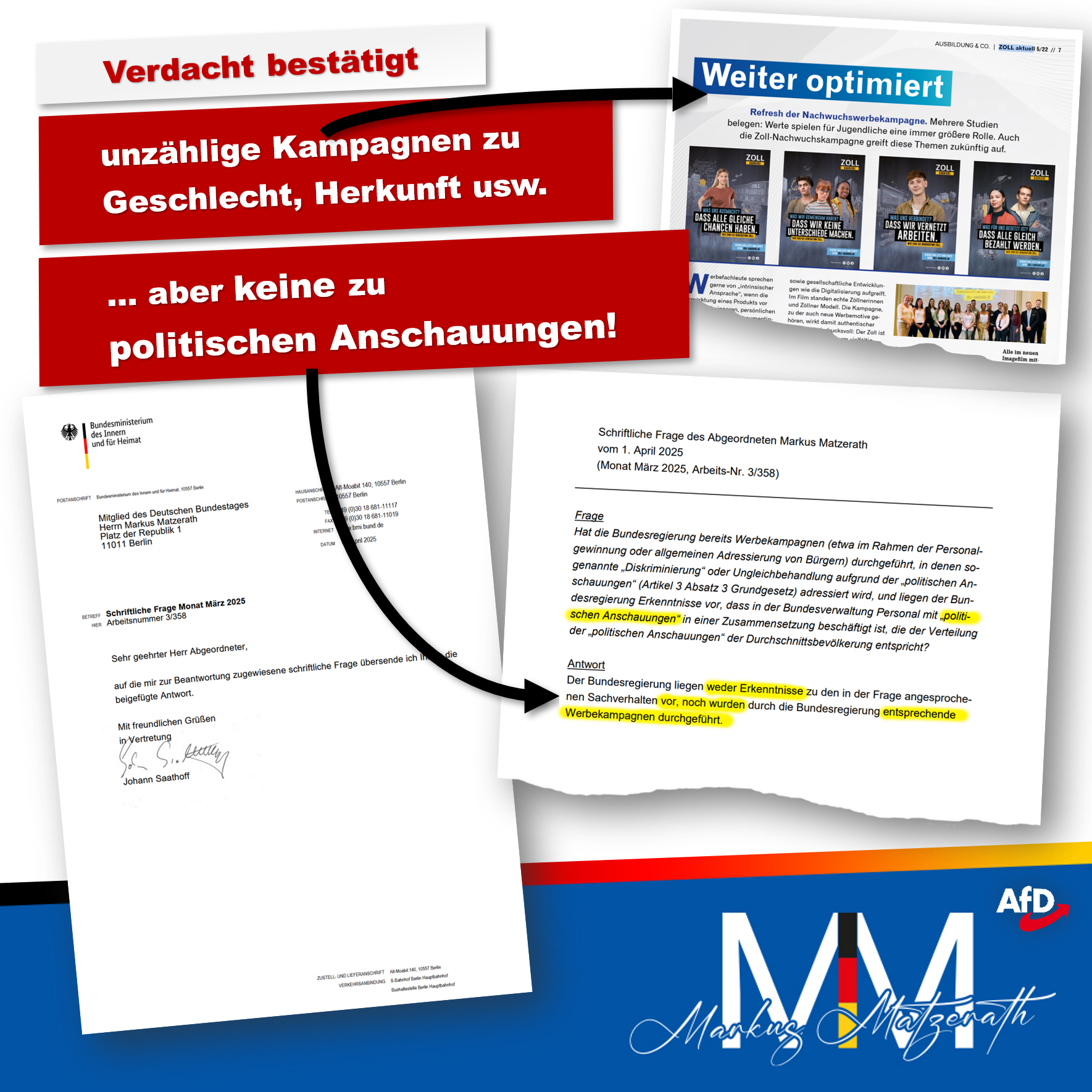 Verdacht bestätigt: unzählige Kampagnen zu Geschlecht, Herkunft usw. … aber keine zu politischen Anschauungen!