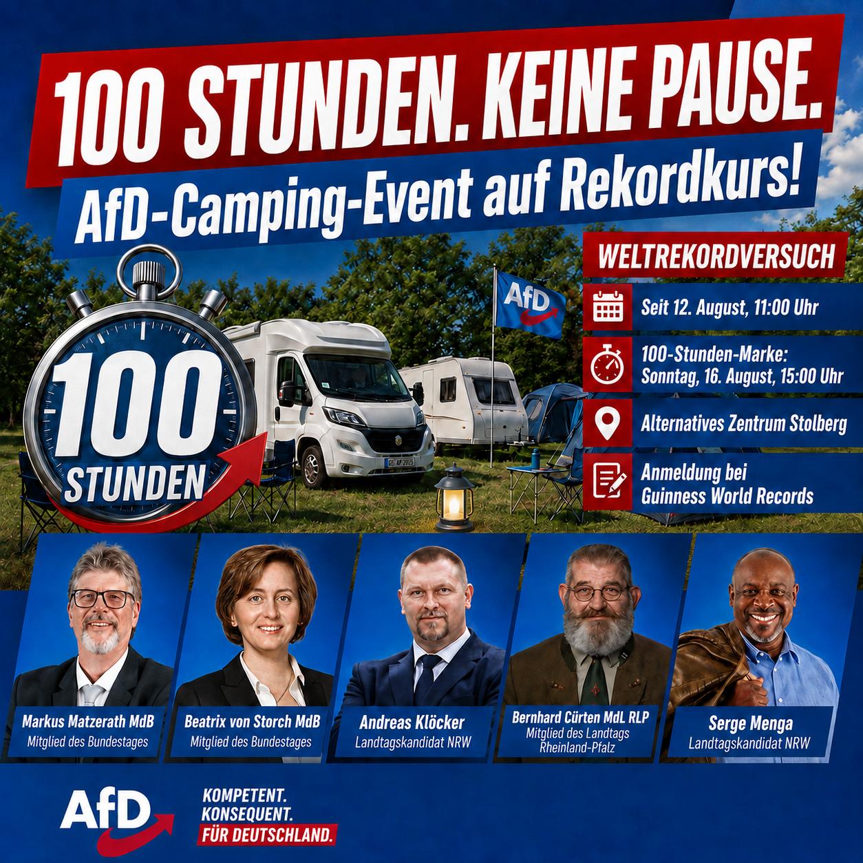 100 Stunden ununterbrochene Parteiveranstaltung